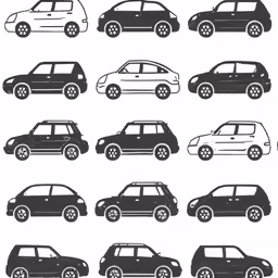 an image of several cars parked in different colors