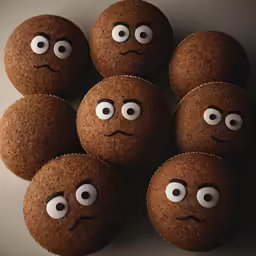 a group of cookies with some googly eyes sitting on top of each other