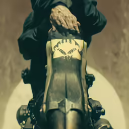 man sitting on a motor bike with the top of his leg