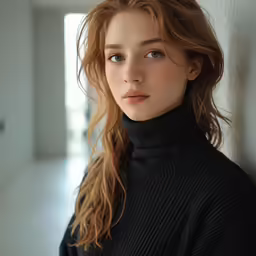 a girl leaning against a wall wearing black