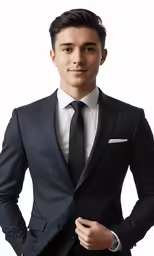 a young man in a suit posing for the camera