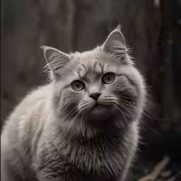 a grey cat with very long hair and frecky fur