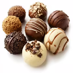 a collection of different types of chocolates on a white background