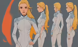 a picture of a girl in a white space suit