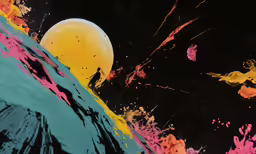 the water has been painted and different colors are depicted