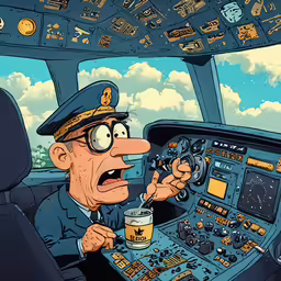 an illustration of a pilot wearing a helmet