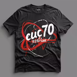 an black tee - shirt with the words, euro 70