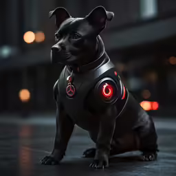 a dog wearing a collar that has lights on