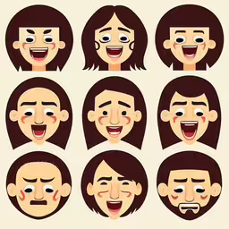 a group of people with face expressions,a collection of cartoon heads with various facial expressions