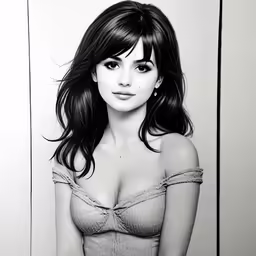 a young lady posing with her breasts down