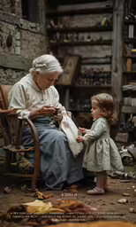 an older woman sits with a small girl on the lap