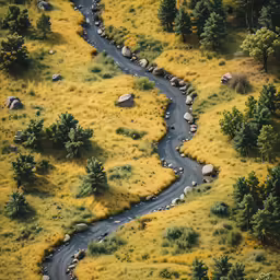 a view of the top of an terrain and some trees