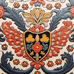 the pattern is of various colors and shapes