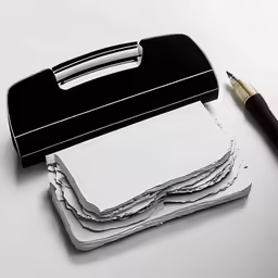 a stack of folded up napkins and pen on a table