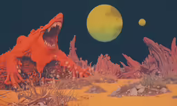 two dinosaurs near each other near some trees