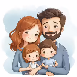 a family of three with the mother holding her children