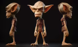 three cartoon images of a trolly character from star wars