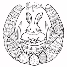 an easter bunny sitting in an egg - shaped decorated nest