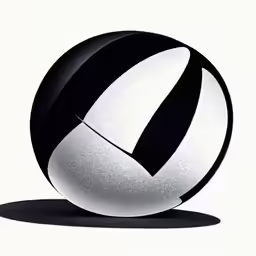 a white and black ball on a black background