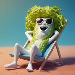 the man in a funny wig is relaxing on his lawn chair