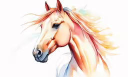 a white horse is drawn with colored ink