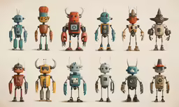 the six robots have been drawn together to create this image