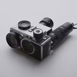 a digital camera sitting on top of a white surface