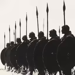 this is a long line of men with spears
