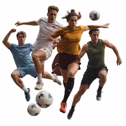 a group of people playing soccer together