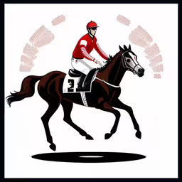 jockey riding on the back of a brown horse,a man on a horse in a jockey