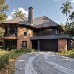 a large house with a big driveway and a circular driveway