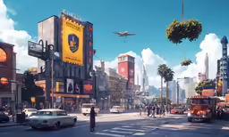a large city that has some buildings and cars
