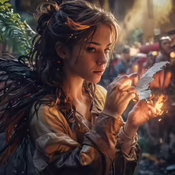 a beautiful young woman holding an umbrella with a bunch of other people nearby