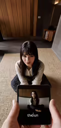 a woman is on a cellphone while someone takes a picture