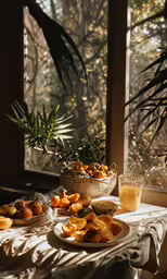 a breakfast table in the kitchen with sun coming through the window