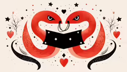 two flamingos are in an artistic composition