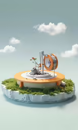 a model is displayed on a piece of land