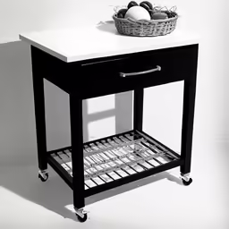 a table with an eggs in it and a basket on top