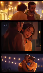 two images of a man and a woman in the background