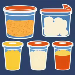 there are a lot of different containers of orange liquid