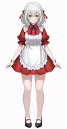 an anime character wearing a red and white dress