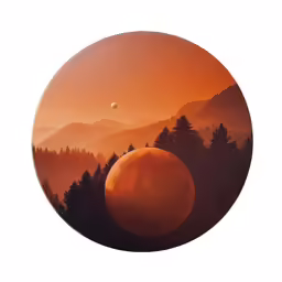the moon in the sky over trees at sunset