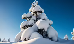 snow is covering the top of a small tree