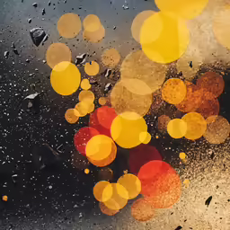 many colored blurred lights are in the rain