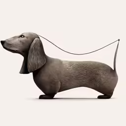 a dog with a leash in its mouth