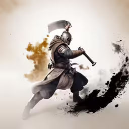 a painting of a roman soldier with a sword