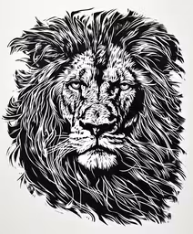 a stylized drawing of a lion with very long manes,a lion face drawn on a wall