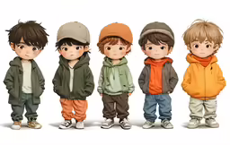 an image of children in various clothes standing together