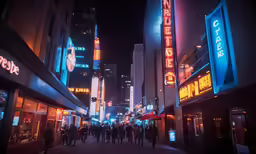people are walking on the side walk in a city