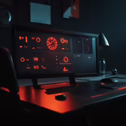 a computer sitting on top of a wooden desk